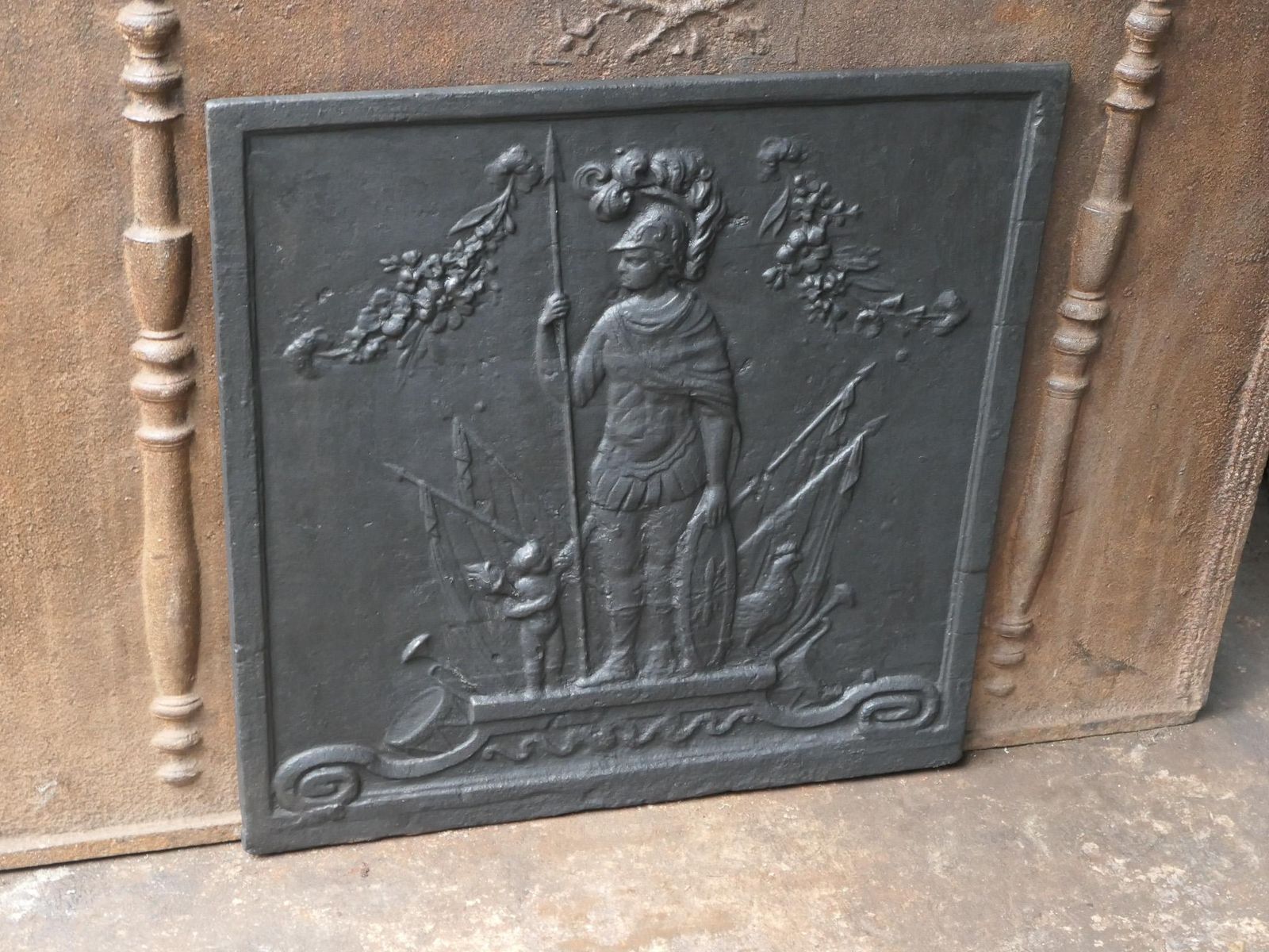 photo furniture Antique French 'Mars' Fireback / Backsplash, 19th Century
