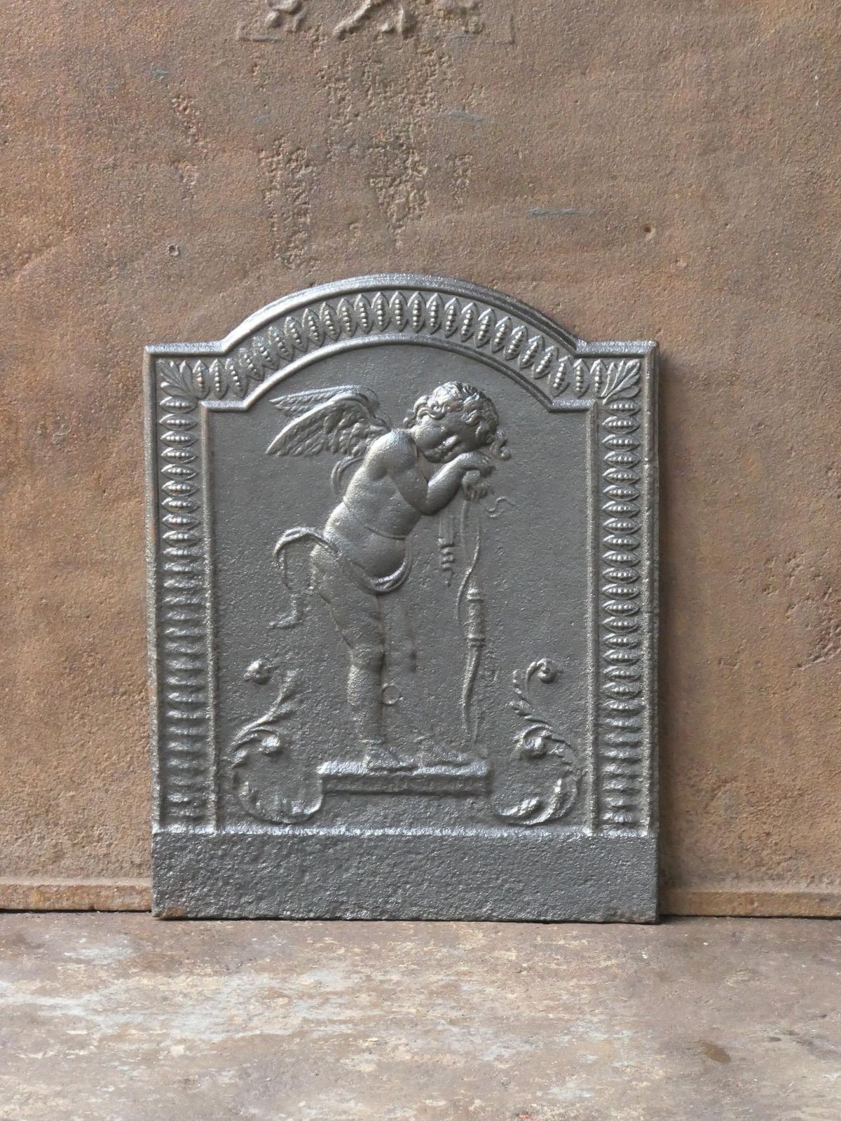 Antique French 'Cupid' Fireback / Backsplash, 18th   19th C. photo furniture