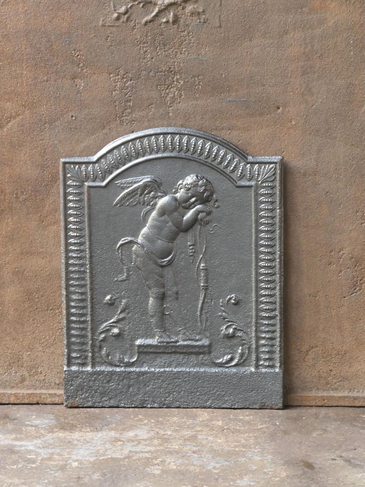 Antique French 'Cupid' Fireback / Backsplash, 18th   19th C. photo for sale