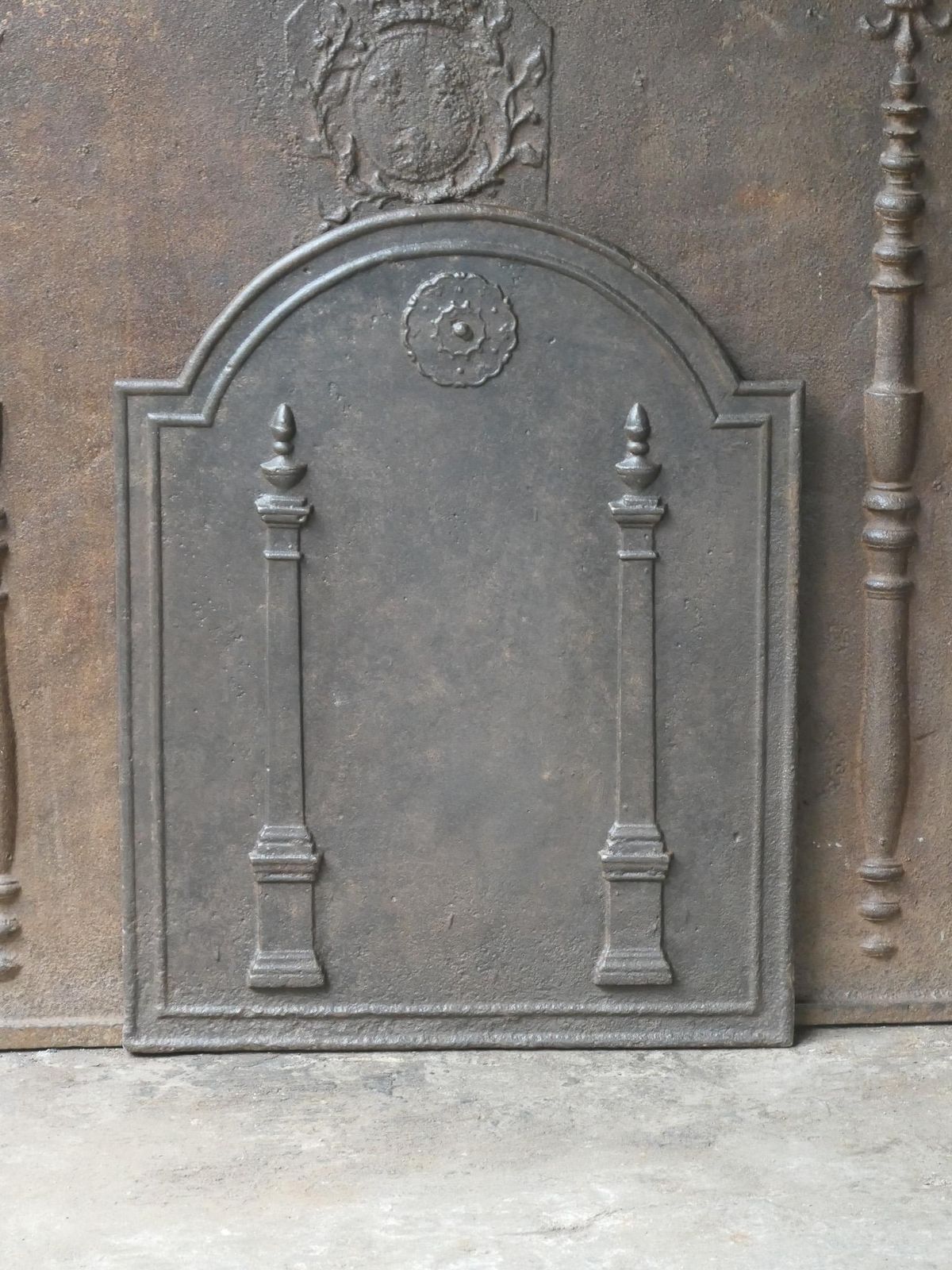 Antique French 'Pillars Of Freedom' Fireback / Backsplash, 18th   19th C. photo for sale