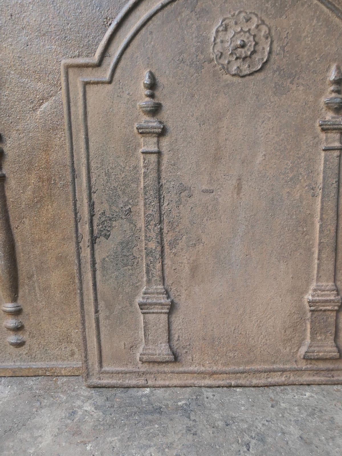 photo for sale Antique French 'Pillars Of Freedom' Fireback / Backsplash, 18th   19th C.