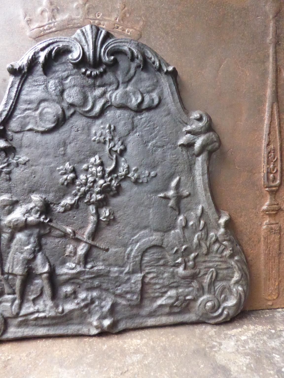 Antique French Napoleon III 'Hunter' Fireback / Backsplash, 19th Century photo buy