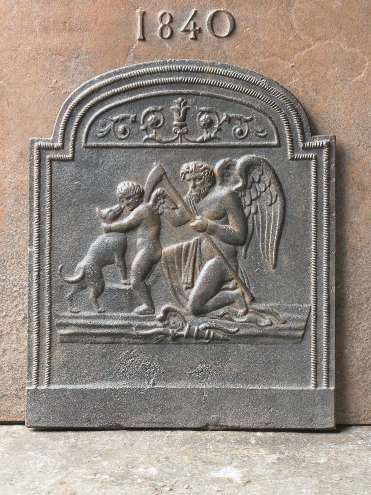 18th 19th Century French 'The Time' Fireback / Backsplash photo Home Fixtures