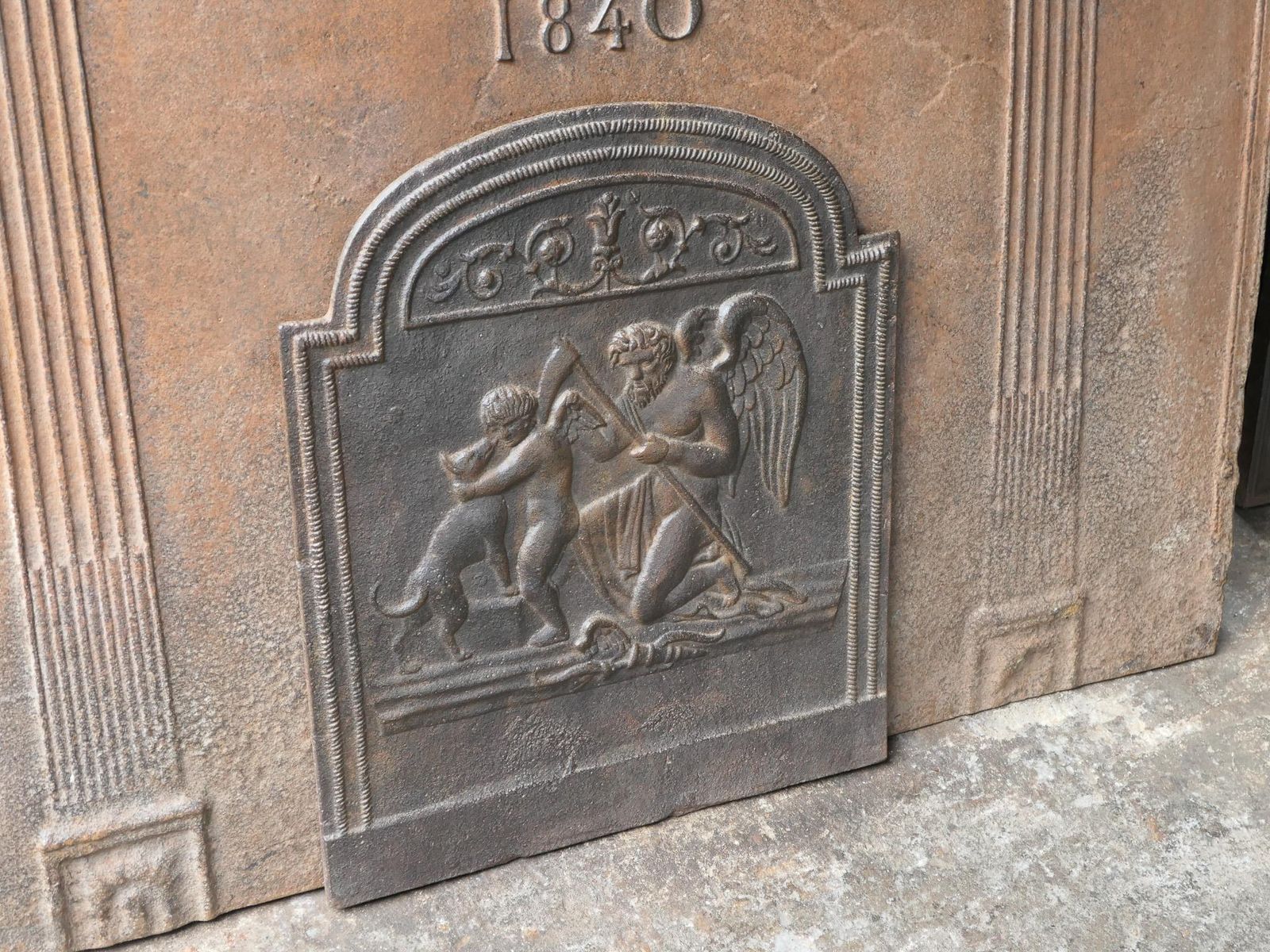 18th 19th Century French 'The Time' Fireback / Backsplash photo vintage