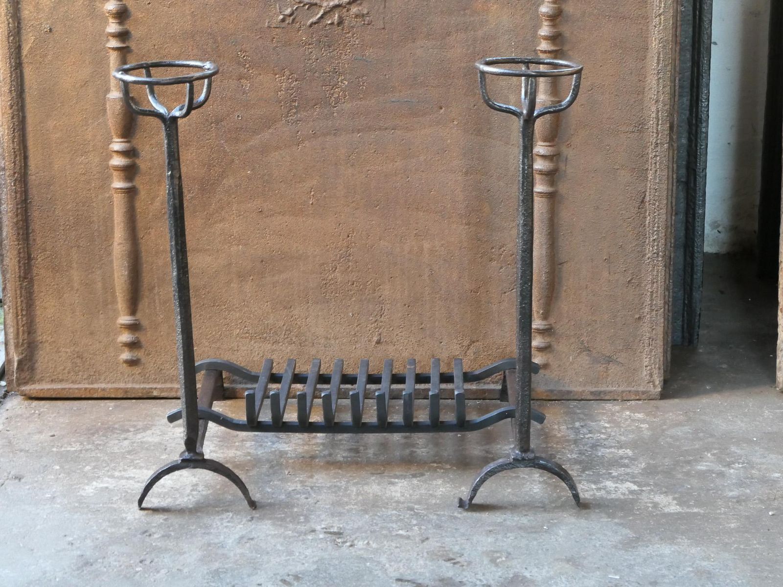 French Louis XIV Period Fireplace Andirons Or Fire Grate, 17th Century photo 576.0