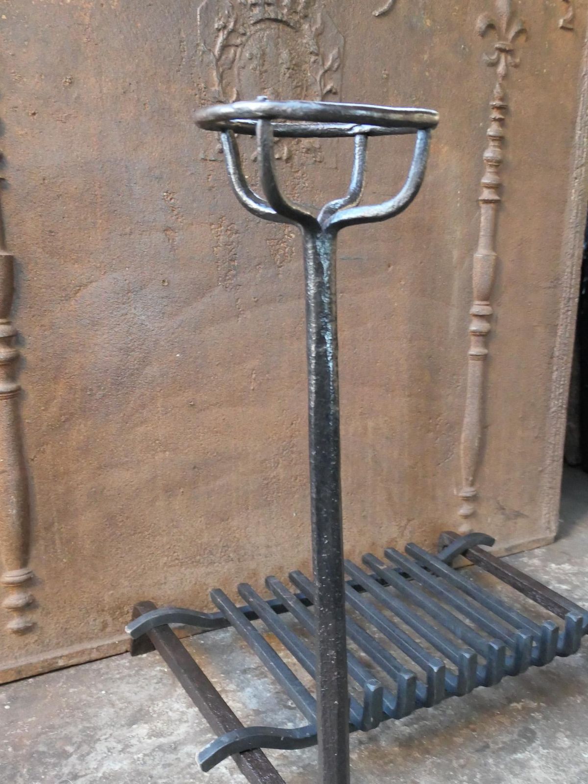 Home Fixtures French Louis XIV Period Fireplace Andirons Or Fire Grate, 17th Century photo