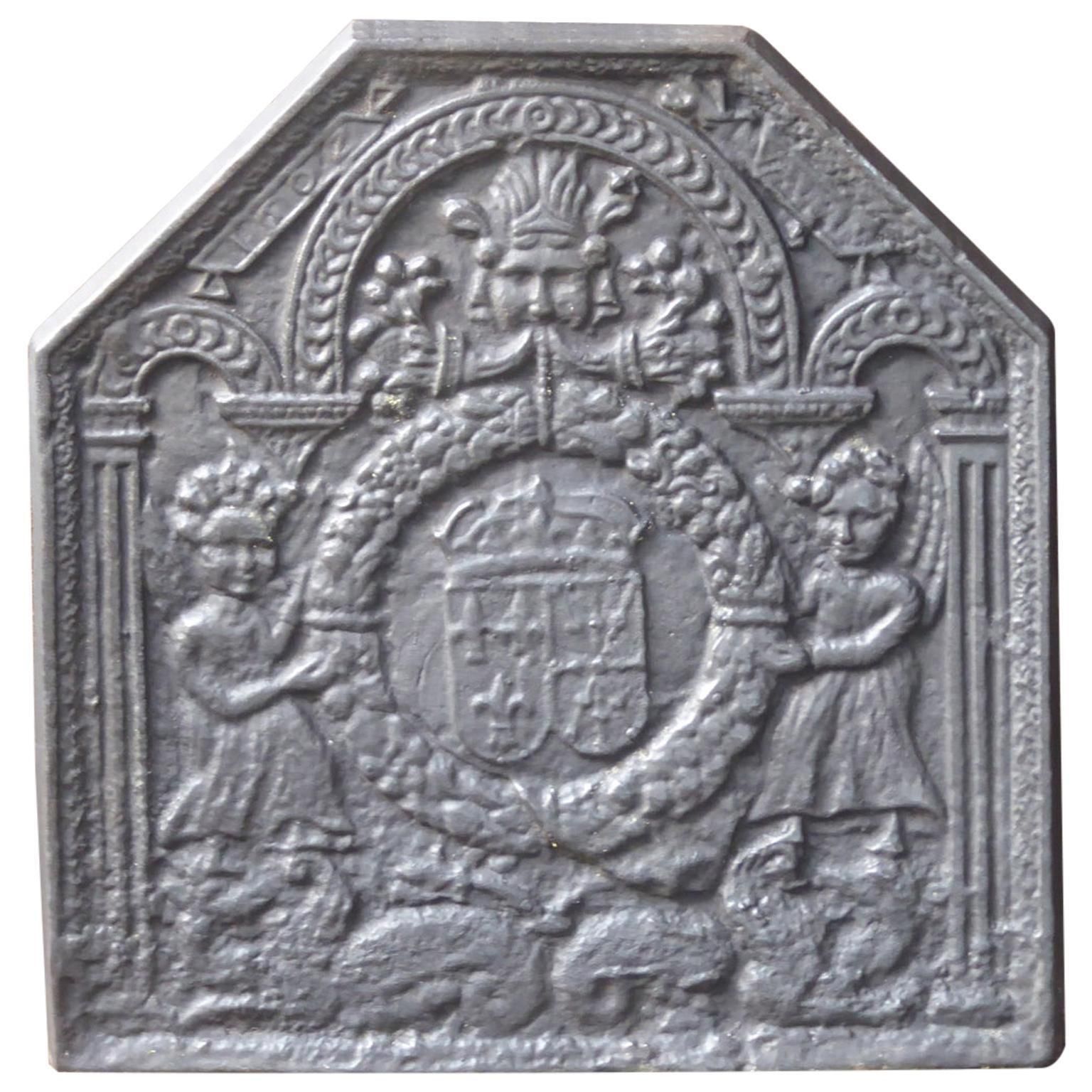French Louis XIV Style 'Coat Of Arms' Fireback / Backsplash