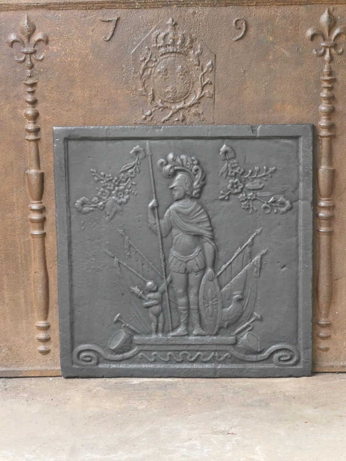 Antique French 'Mars' Fireback / Backsplash, 19th Century photo for sale