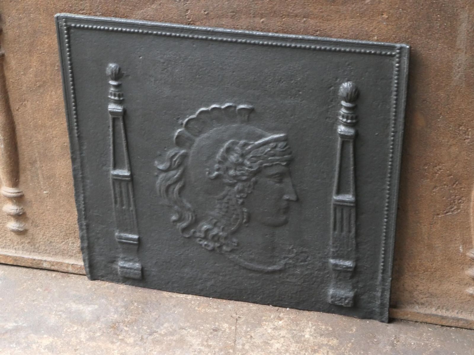 Antique French Neoclassical 'Roman Soldier' Fireback / Backsplash photo vinterior