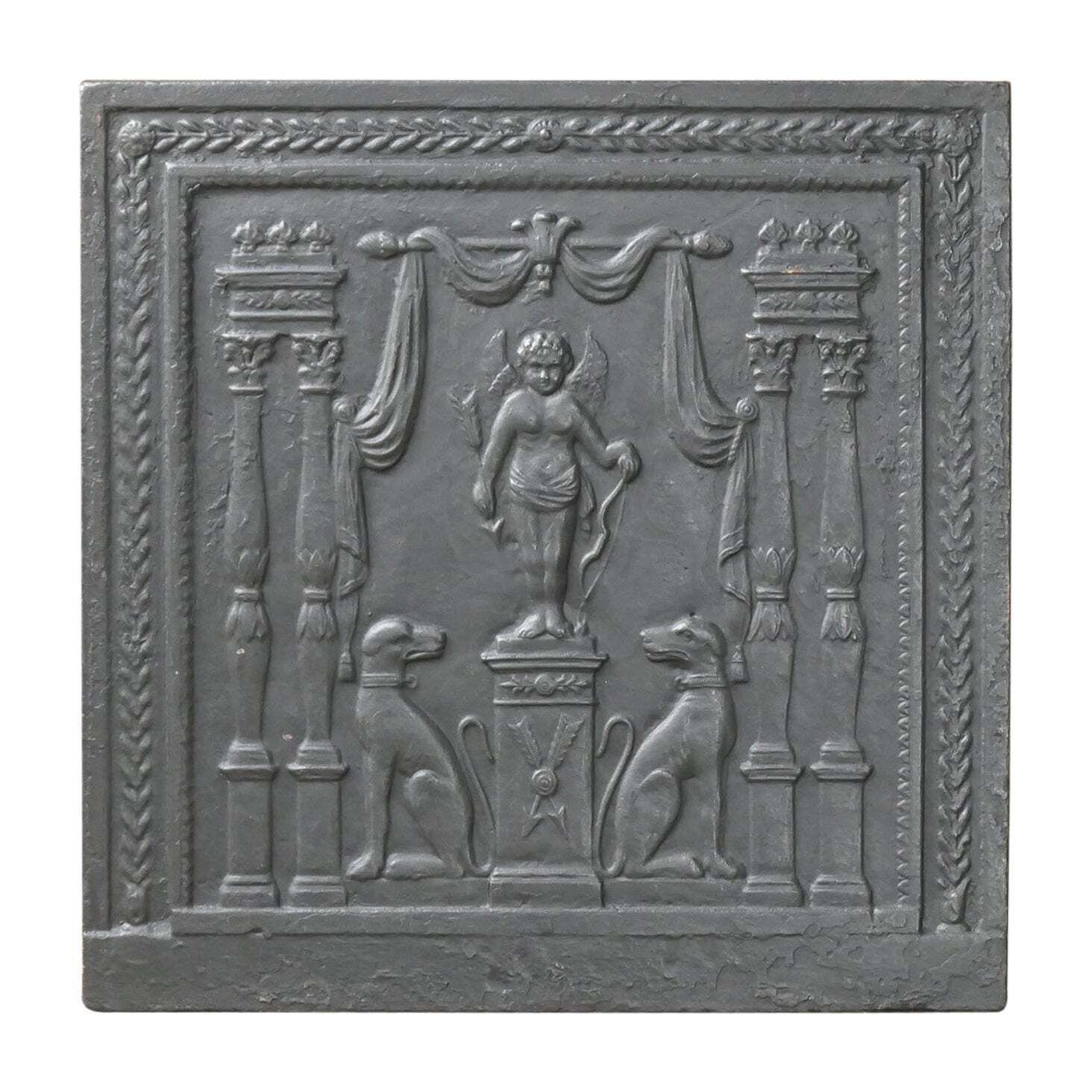 Antique French 'Cupid' Fireback / Backsplash, 18th 19th Century