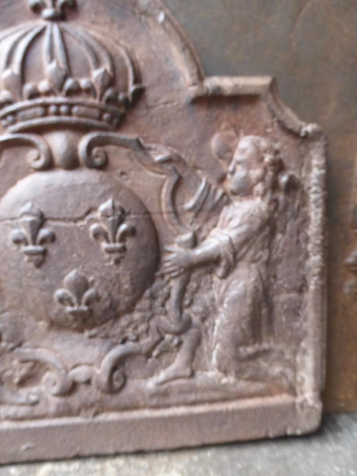 Antique French Fireback / Backsplash With Arms Of France, 17th 18th Century photo 746.0