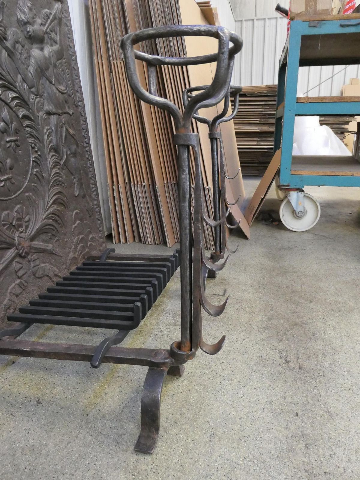 Home Fixtures French Louis XV Period Fireplace Grate Or Fire Basket, 18th Century photo