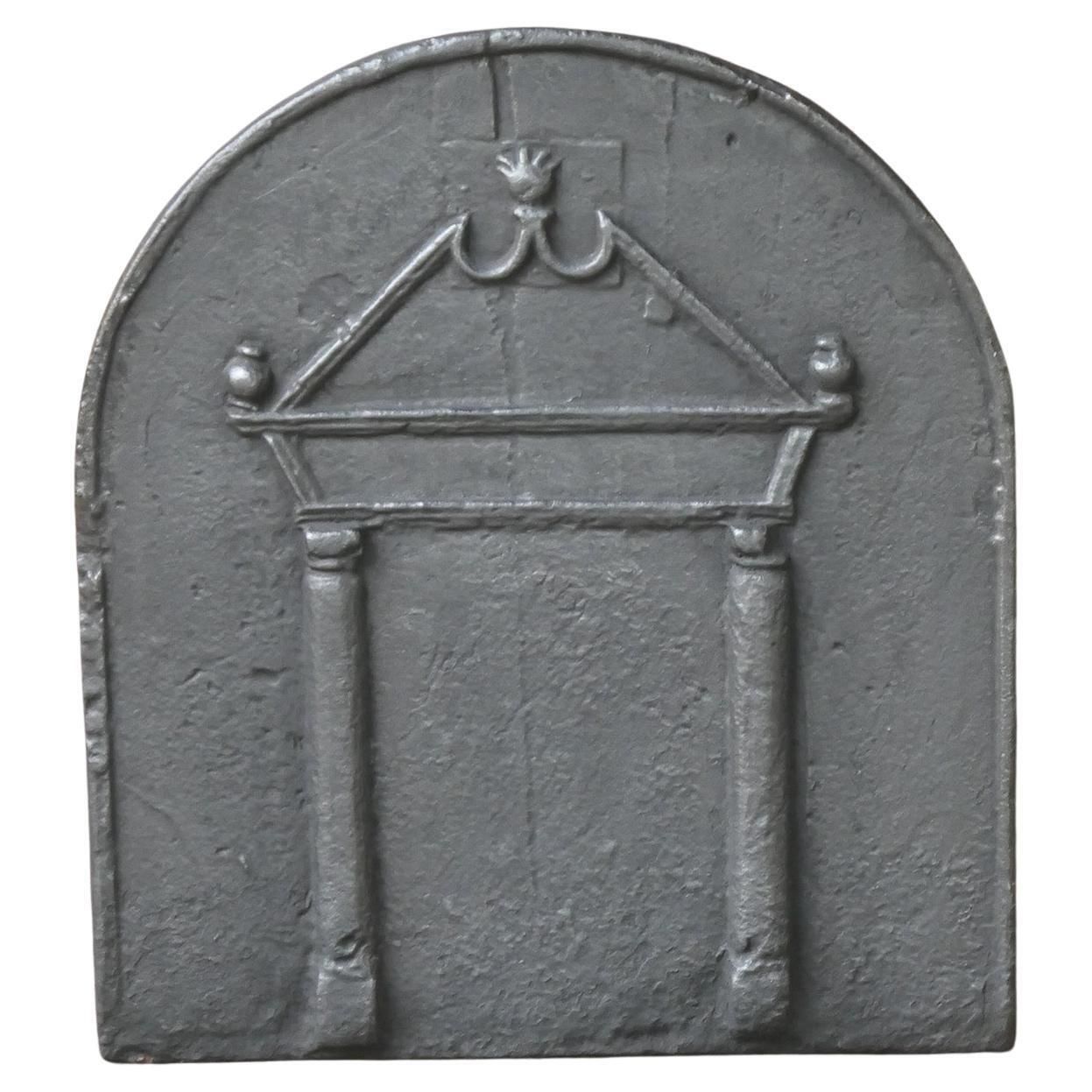 French Gothic 'Pillars And Pediment' Fireback, 17th Century