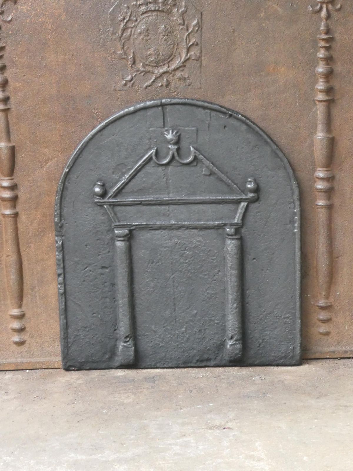French Gothic 'Pillars And Pediment' Fireback, 17th Century photo furniture