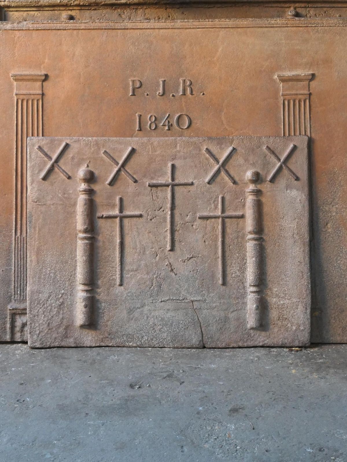 17th 18th C. French Louis XIV 'Saint Andrew's Cross' Fireback / Backsplash photo Home Fixtures