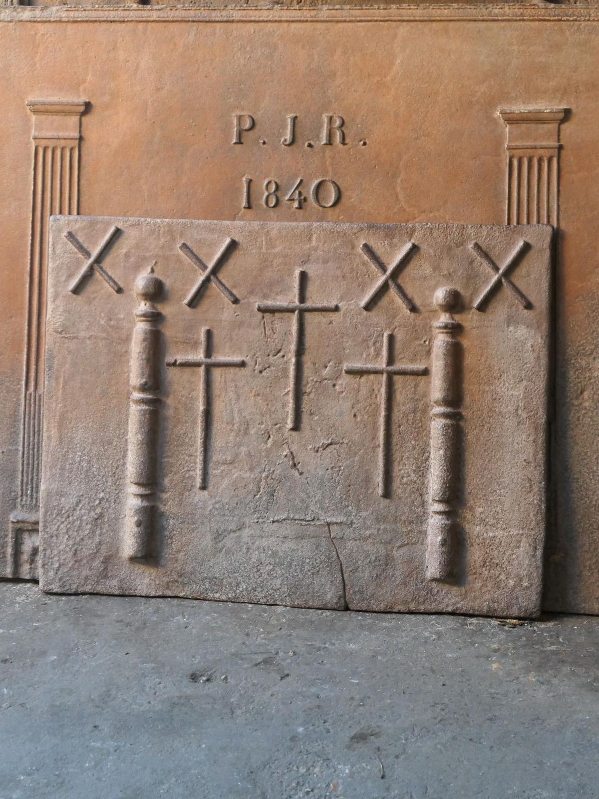 17th 18th C. French Louis XIV 'Saint Andrew's Cross' Fireback / Backsplash photo 661.0