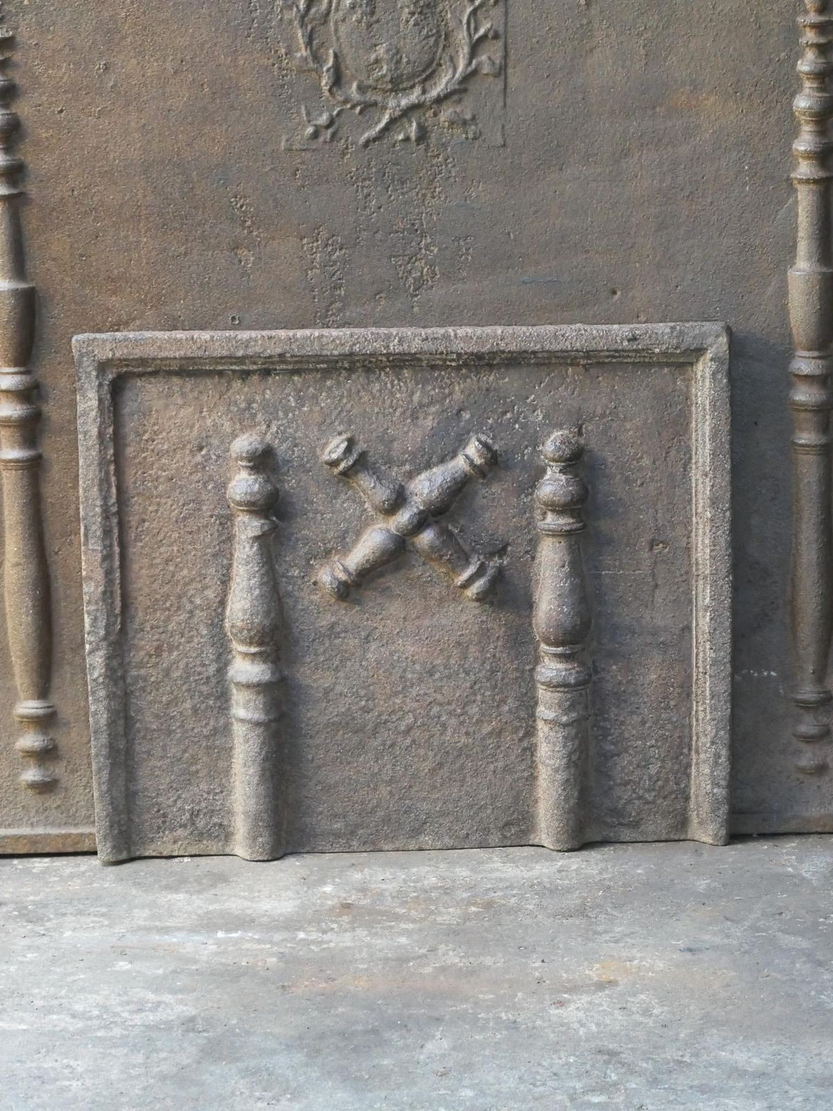 18th C. Louis XIV 'Pillars With Saint Andrew's Cross' Fireback / Backsplash photo for sale