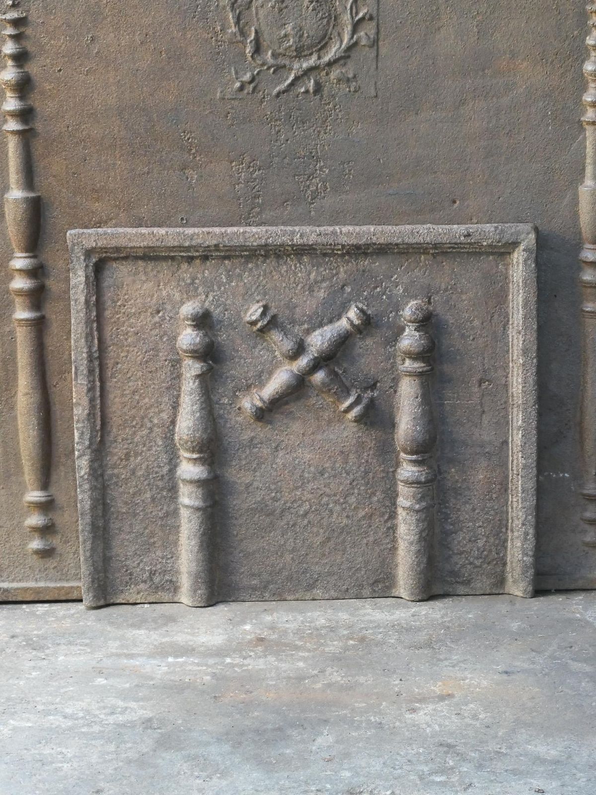 18th C. Louis XIV 'Pillars With Saint Andrew's Cross' Fireback / Backsplash photo Home Fixtures