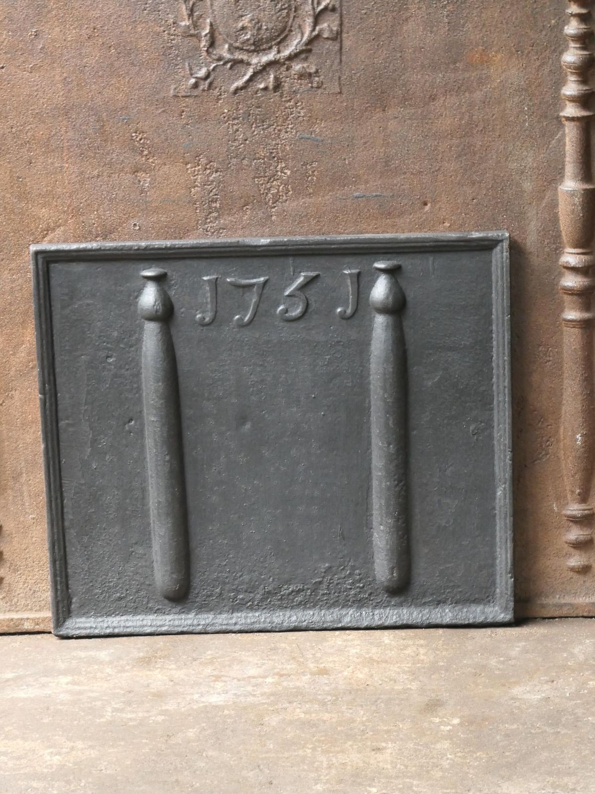 18th Century French Fireback / Backsplash With Pillars Of Hercules, Dated 1751 photo furniture