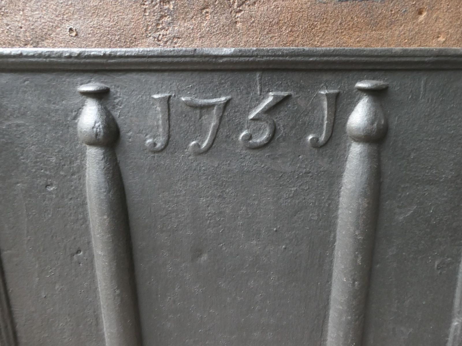 18th Century French Fireback / Backsplash With Pillars Of Hercules, Dated 1751 photo vintage