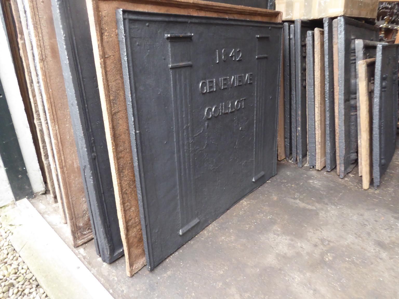Antique French Neoclassical 'Pillars Of Freedom' Fireback / Backsplash, 19th C. photo buy