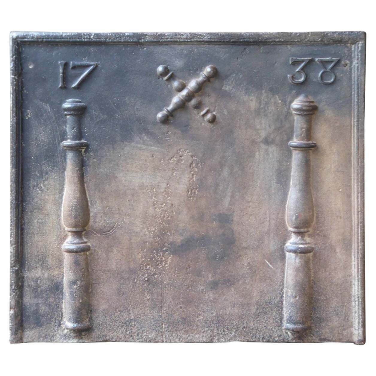 18th Century French 'Pillars With Saint Andrew's Cross' Fireback / Backsplash