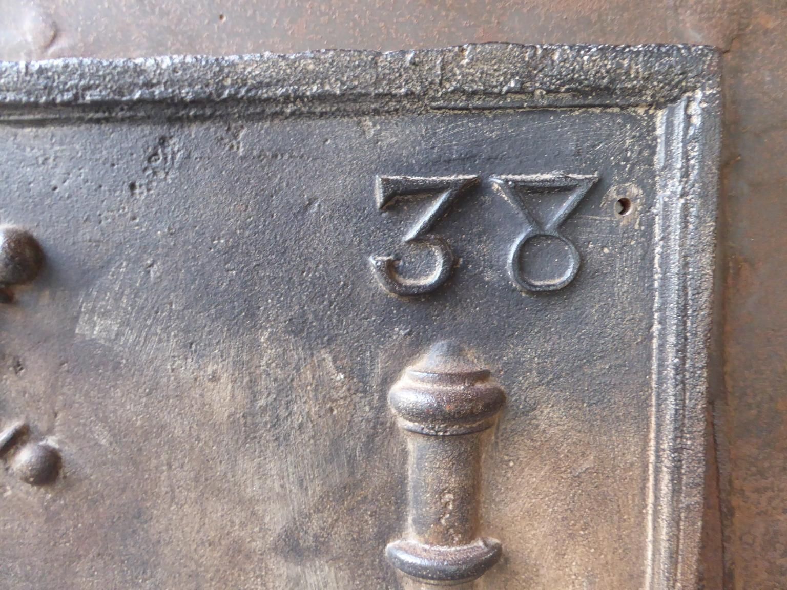 18th Century French 'Pillars With Saint Andrew's Cross' Fireback / Backsplash photo vintage