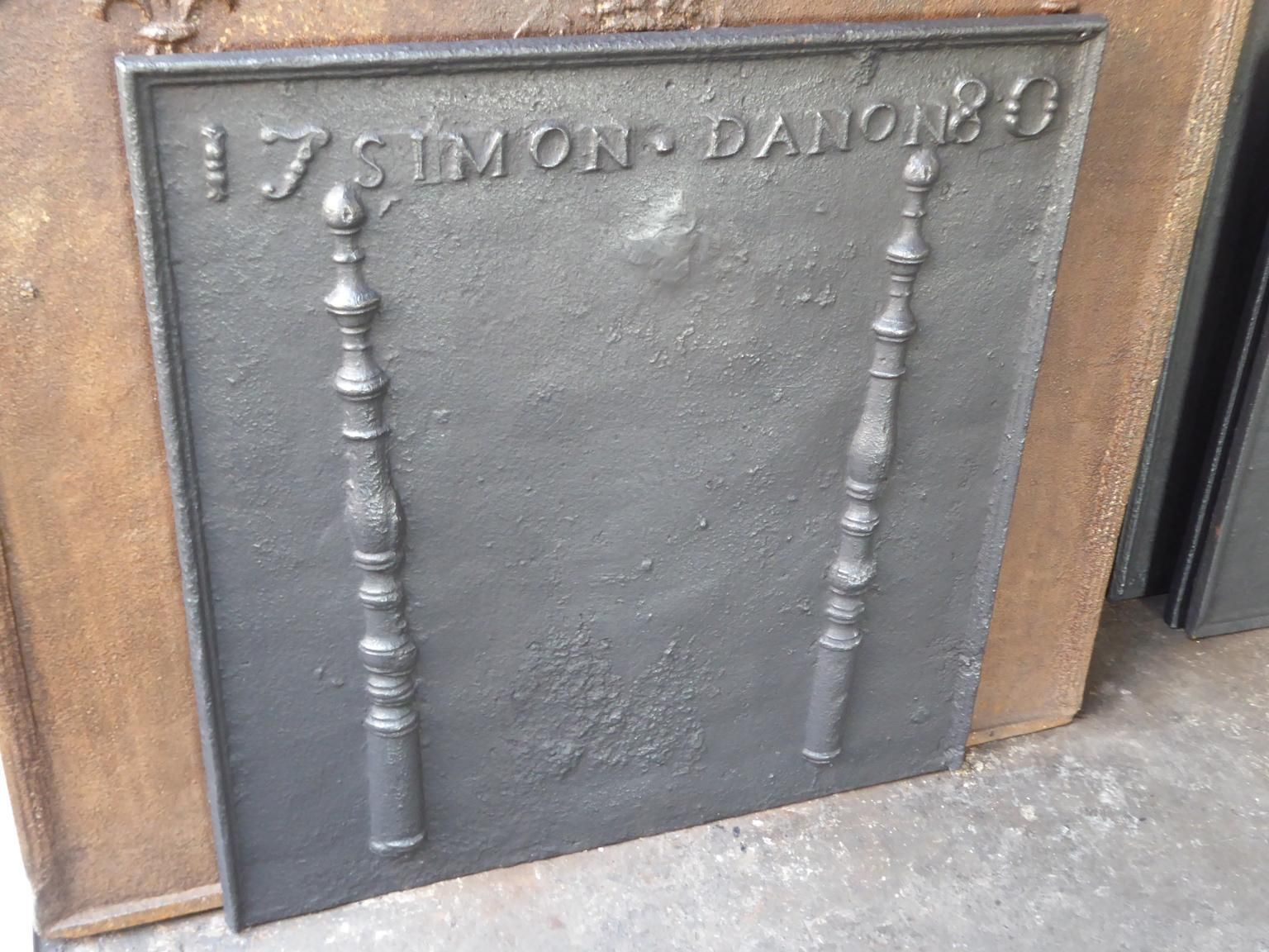 French Louis XV 'Pillars Of Hercules' Fireback / Backsplash, 18th Century photo for sale