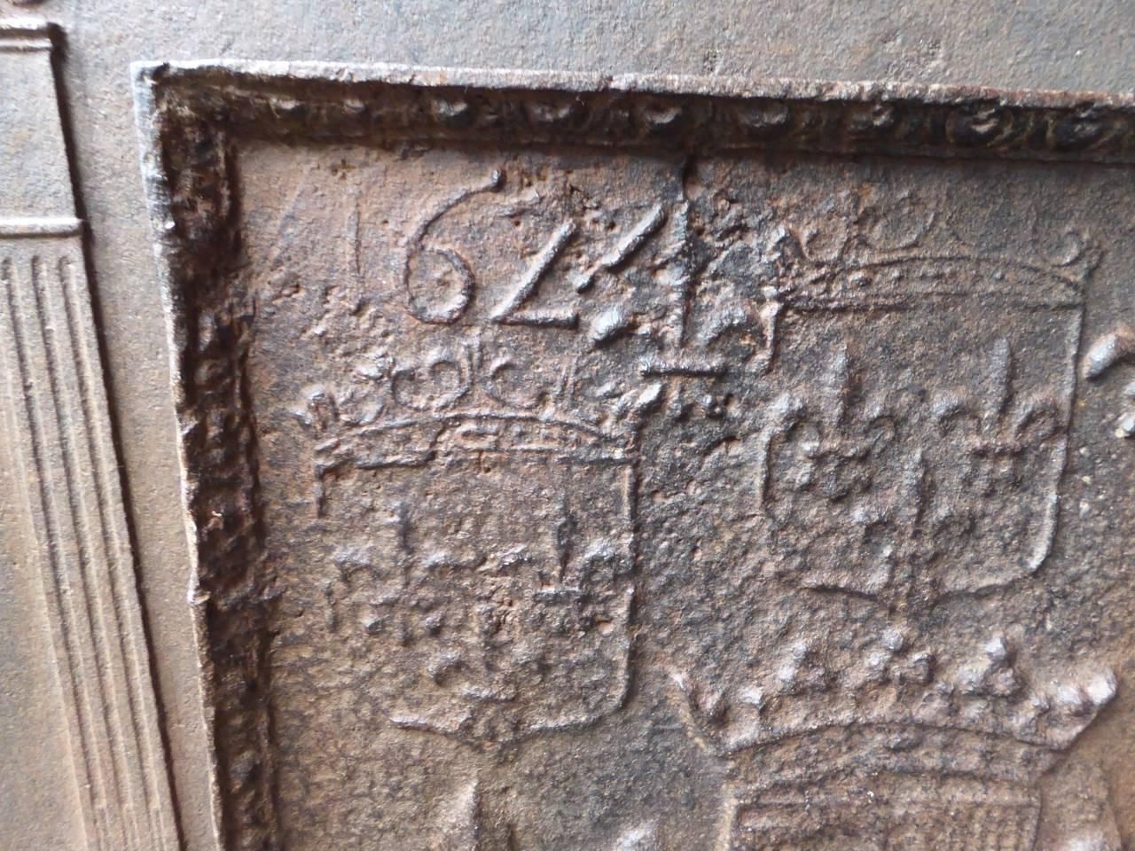 17th Century French 'Arms Of France' Fireback / Backsplash photo for sale