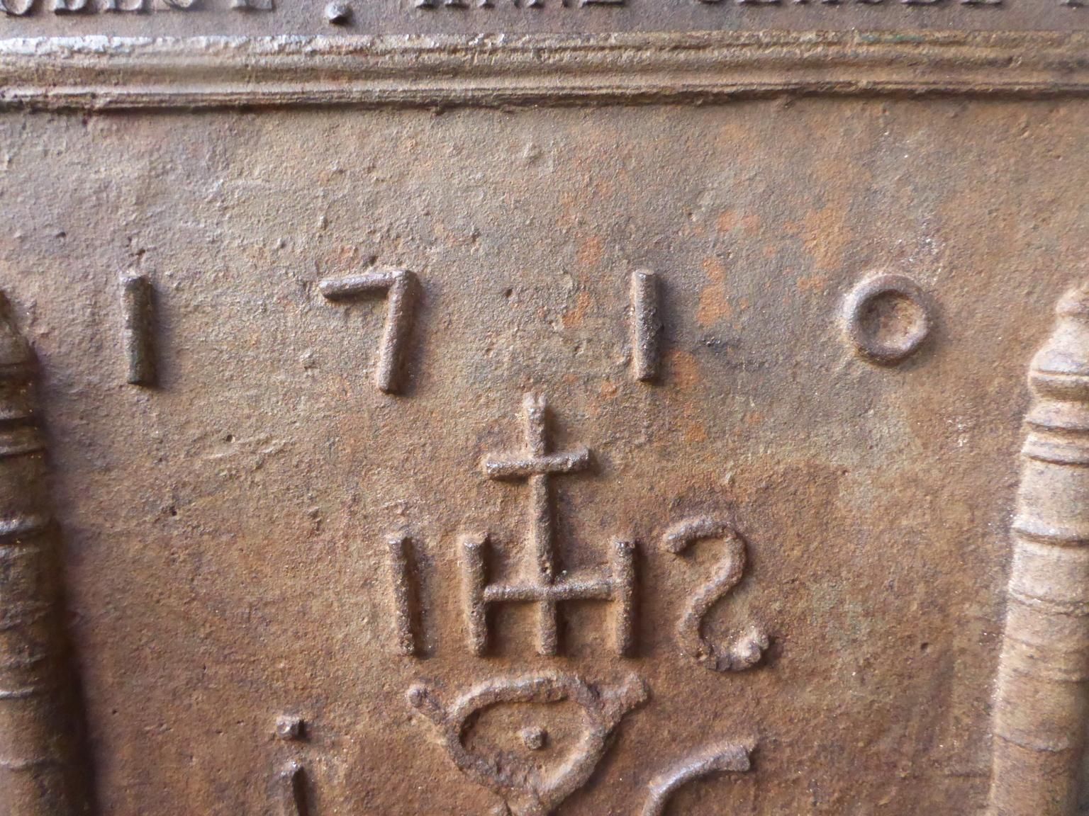 18th Century French Fireback / Backsplash 'Pillars With Medieval Ihs Monogram' photo Home Fixtures