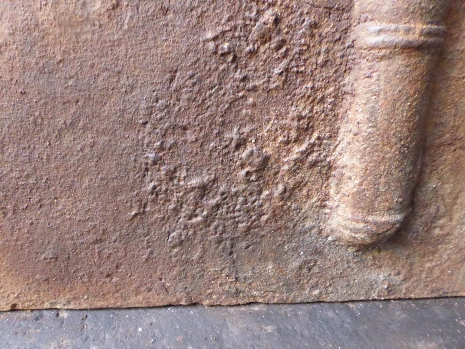 849.0 18th Century French Fireback / Backsplash 'Pillars With Medieval Ihs Monogram' photo