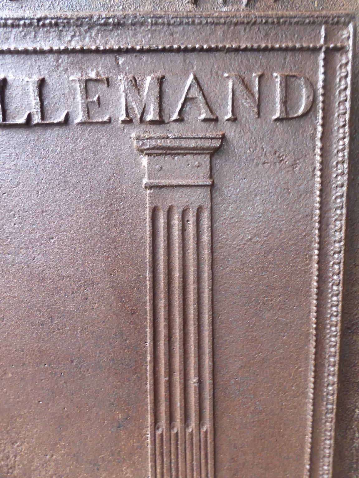 photo furniture Neoclassical French Fireback / Backsplash With Pillars Of Freedom, Dated 1833