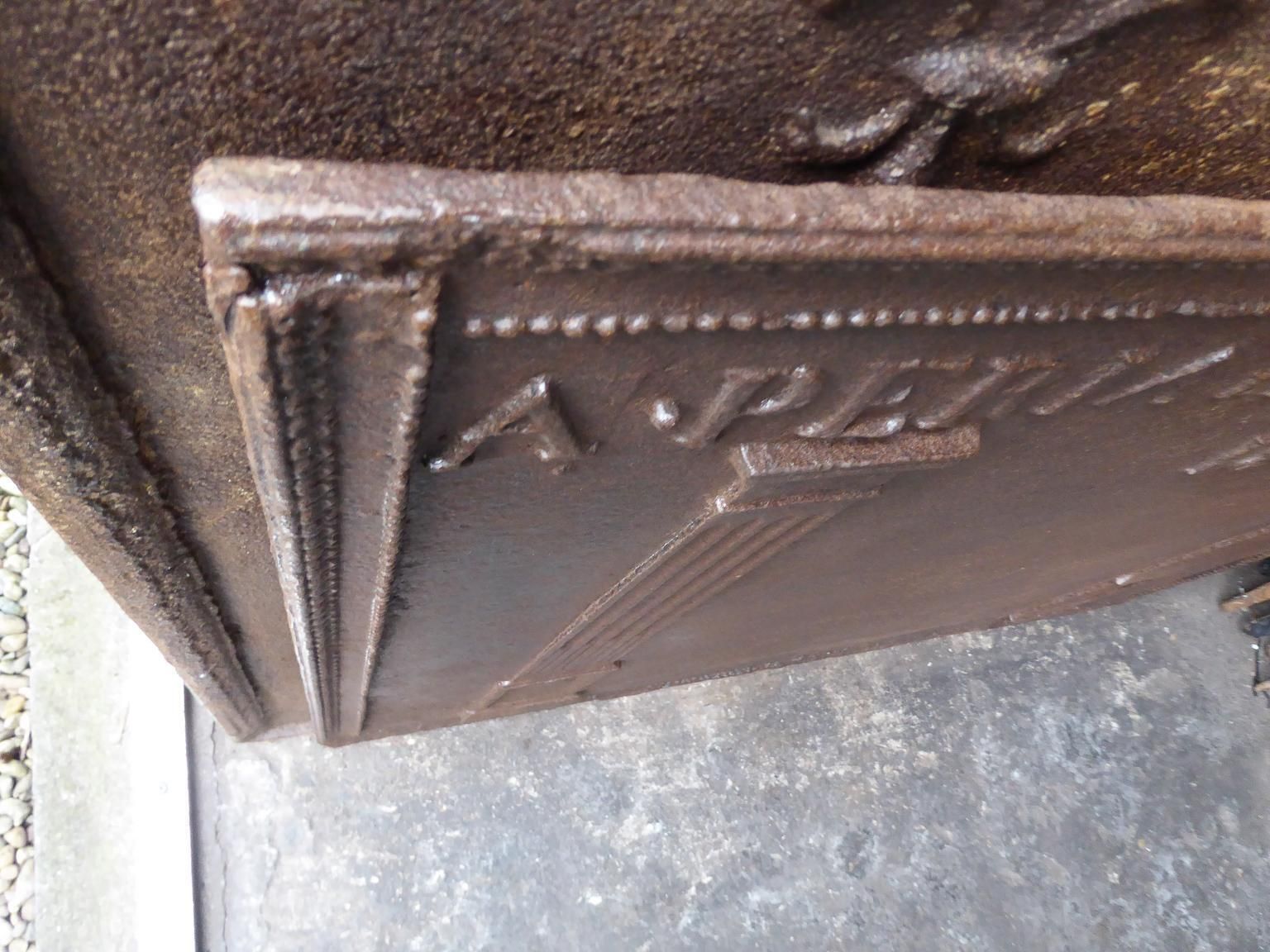 Home Fixtures Neoclassical French Fireback / Backsplash With Pillars Of Freedom, Dated 1833 photo