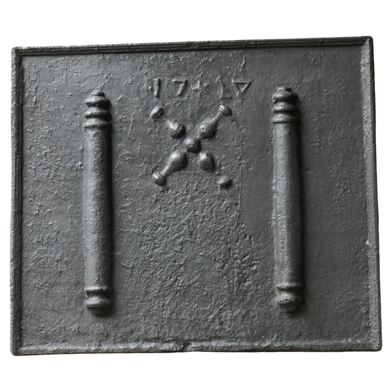 Antique Louis XIV 'Pillars With Saint Andrew's Cross' Fireback / Backsplash