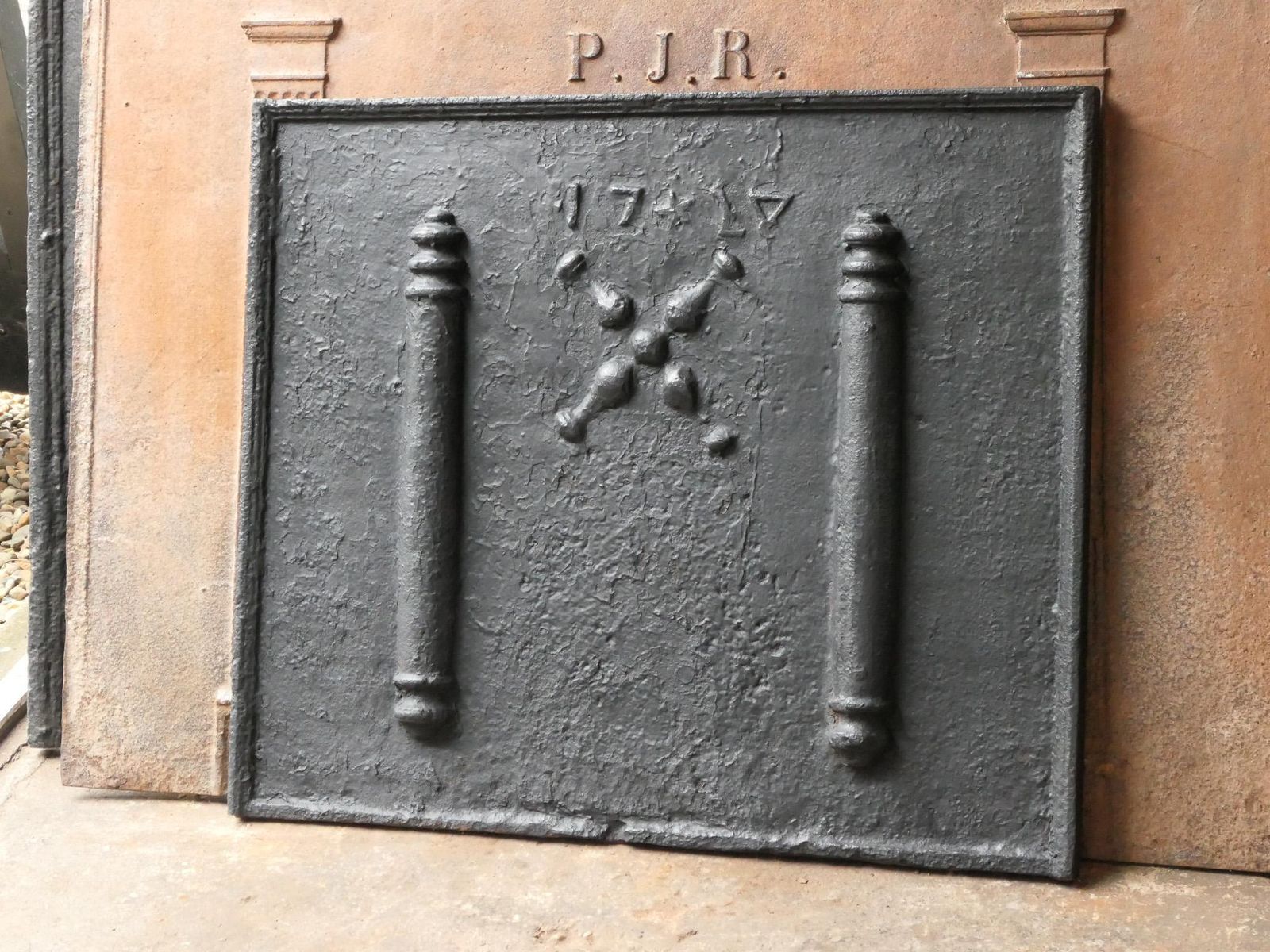 Antique Louis XIV 'Pillars With Saint Andrew's Cross' Fireback / Backsplash photo buy