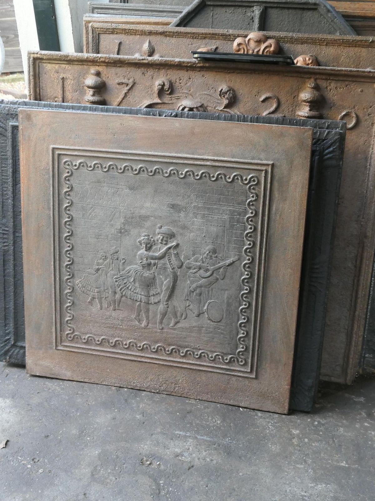 Antique French Napoleon III 'Dancers' Fireback / Backsplash, 19th Century photo for sale
