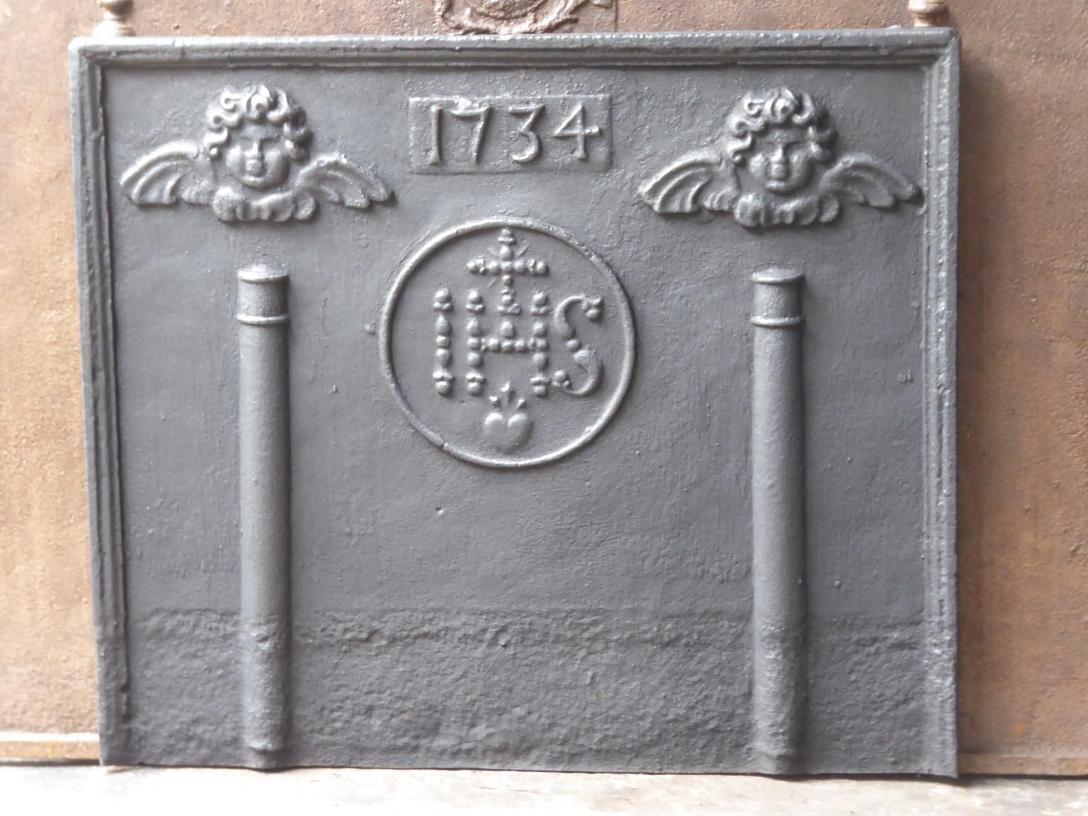 18th Century French Fireback / Backsplash Pillars With Medieval Ihs Monogram photo furniture