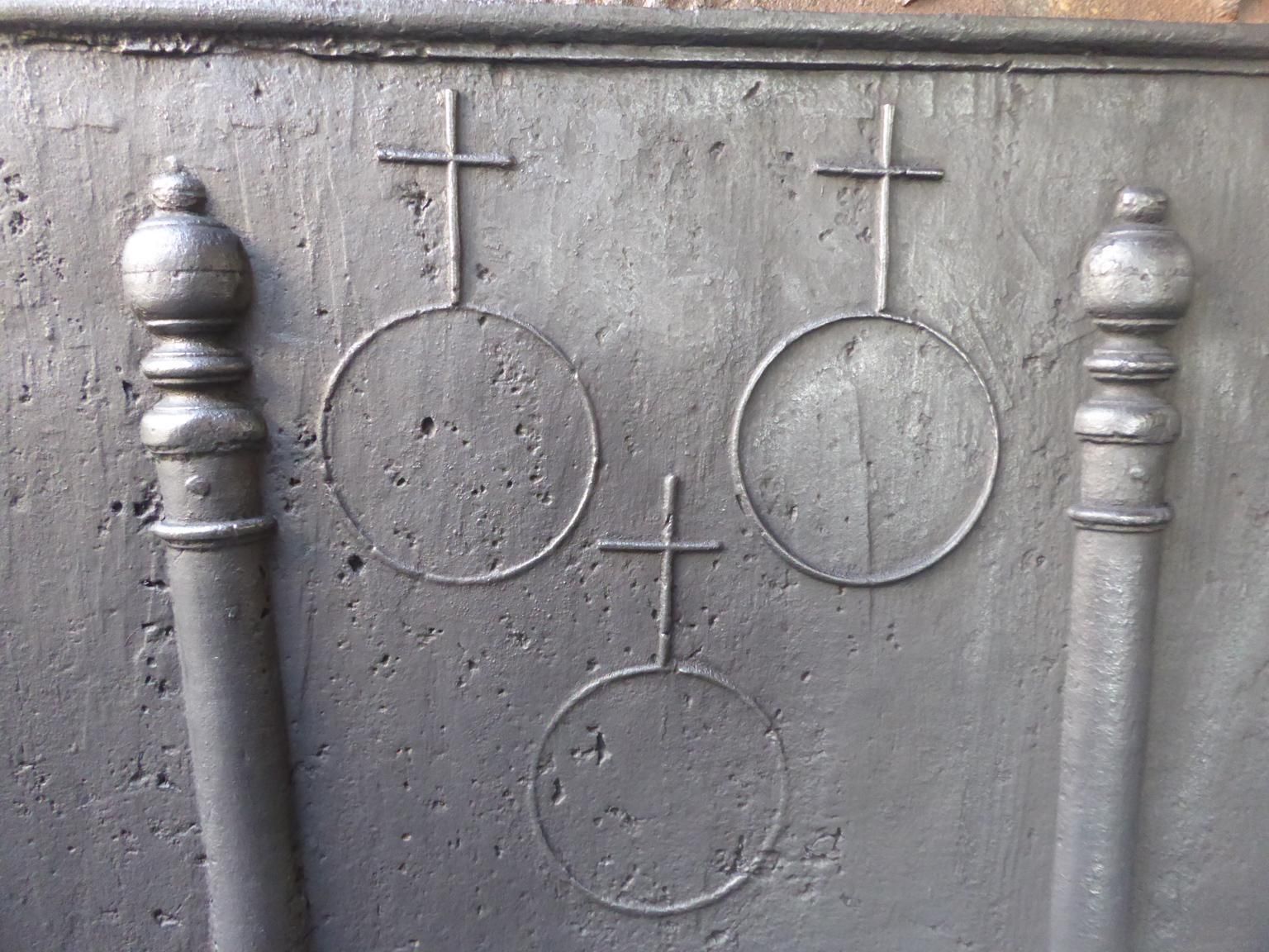 French Fireback / Backsplash With Pillars Of Hercules And Orbs, 18th Century photo for sale