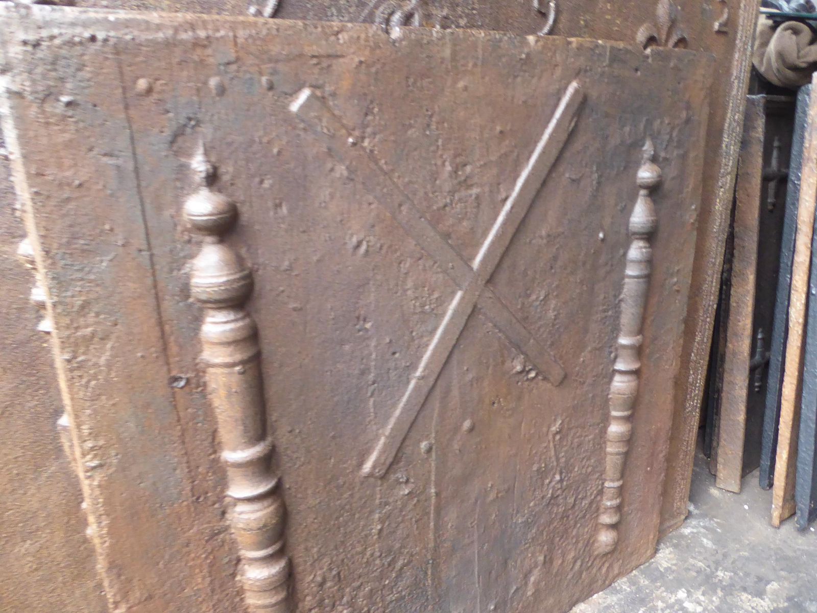 18th Century French Pillars With Saint Andrew's Cross Fireback / Backsplash photo vinterior