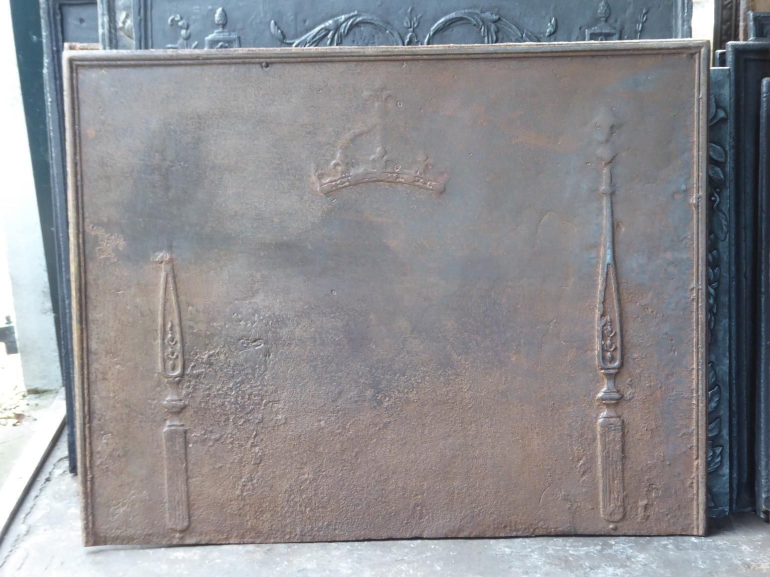 Large 18th Century French 'Pillars With Fleurs De Lys' Fireback / Backsplash photo furniture