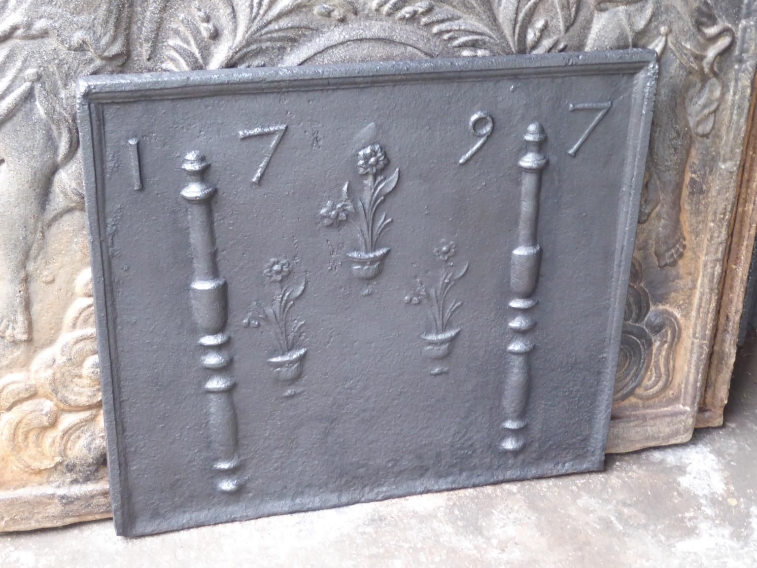 18th Century French Fireback / Backsplash 'Pillars With Flower Vases' photo Home Fixtures
