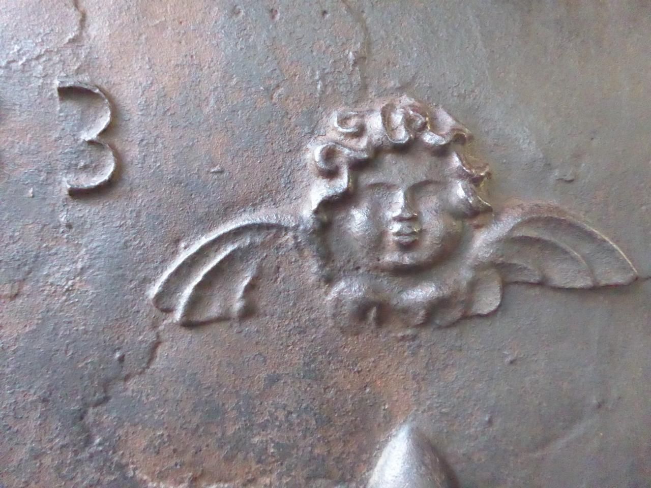 Large Fireback / Backsplash With Pillars Of Hercules With Angels, Dated 1733 photo vinterior