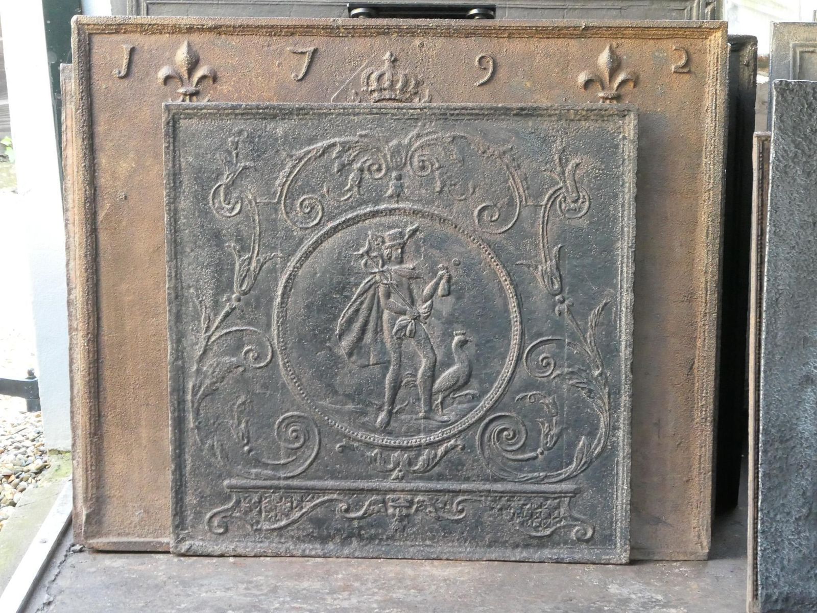 Antique French Neoclassical 'Mercury' Fireback, 18th   19th Century photo Home Fixtures