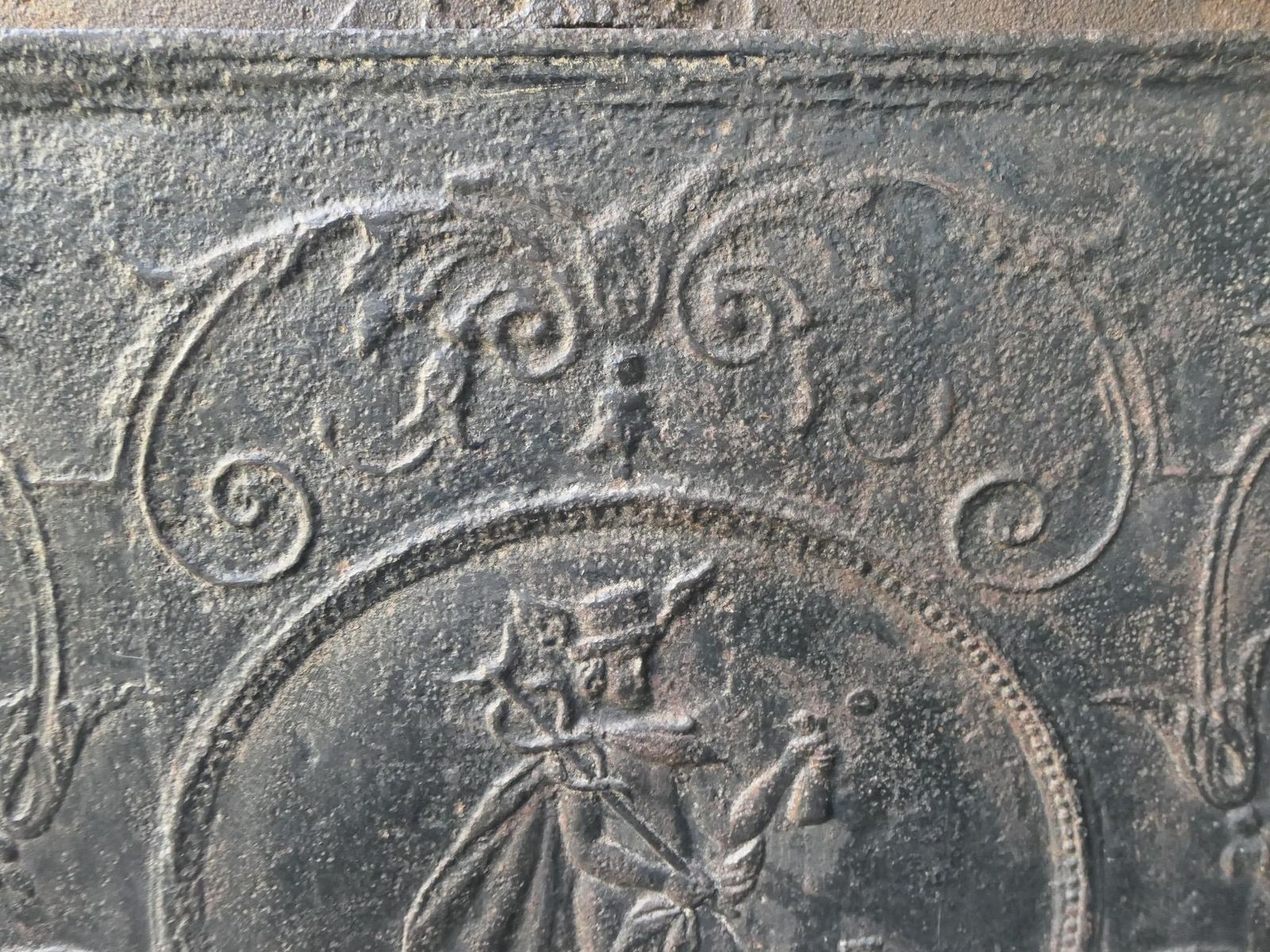 Antique French Neoclassical 'Mercury' Fireback, 18th   19th Century photo vintage