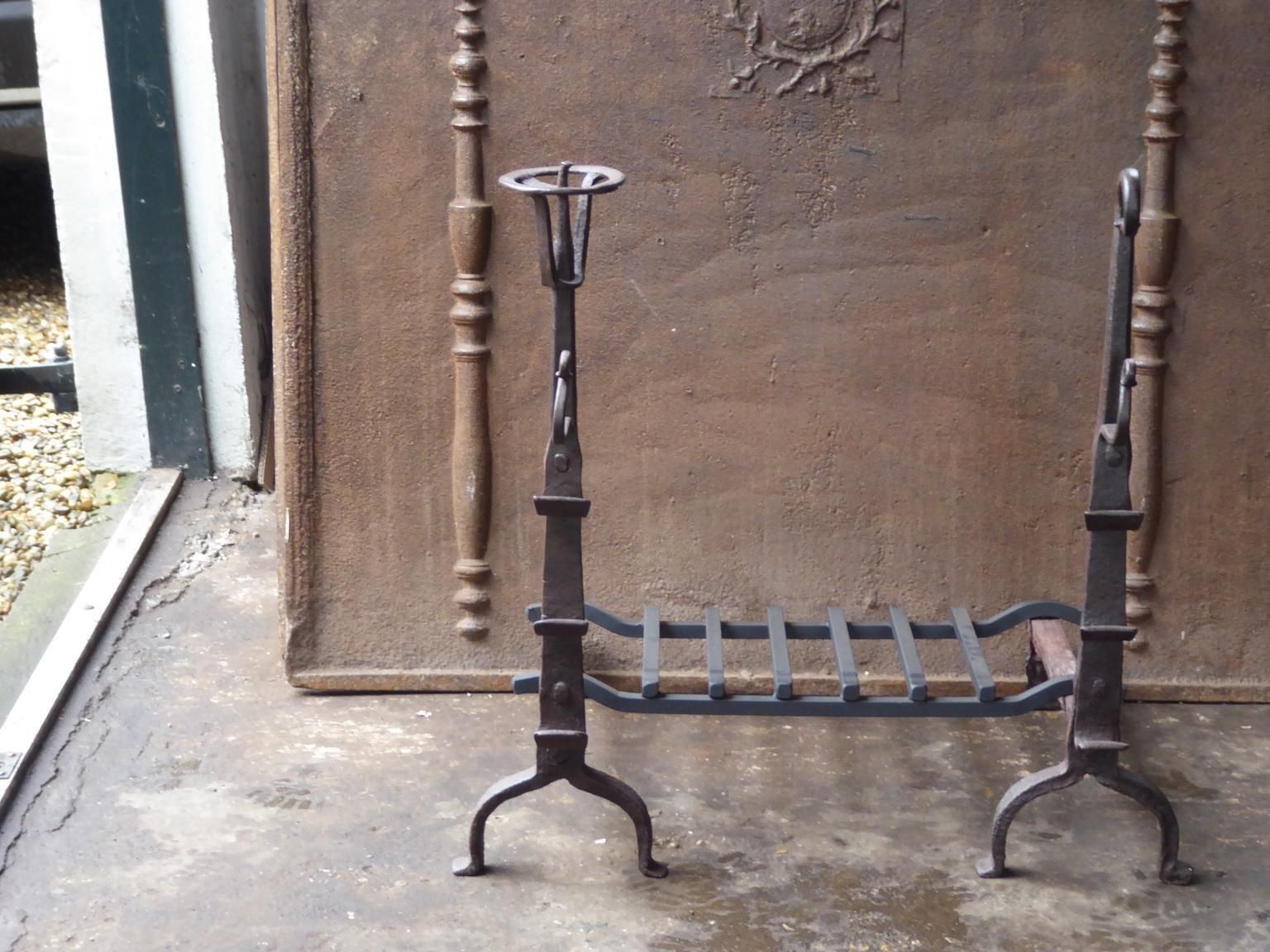 Large French Louis XIII Period Fireplace Grate Or Fire Basket, 17th Century photo Home Fixtures