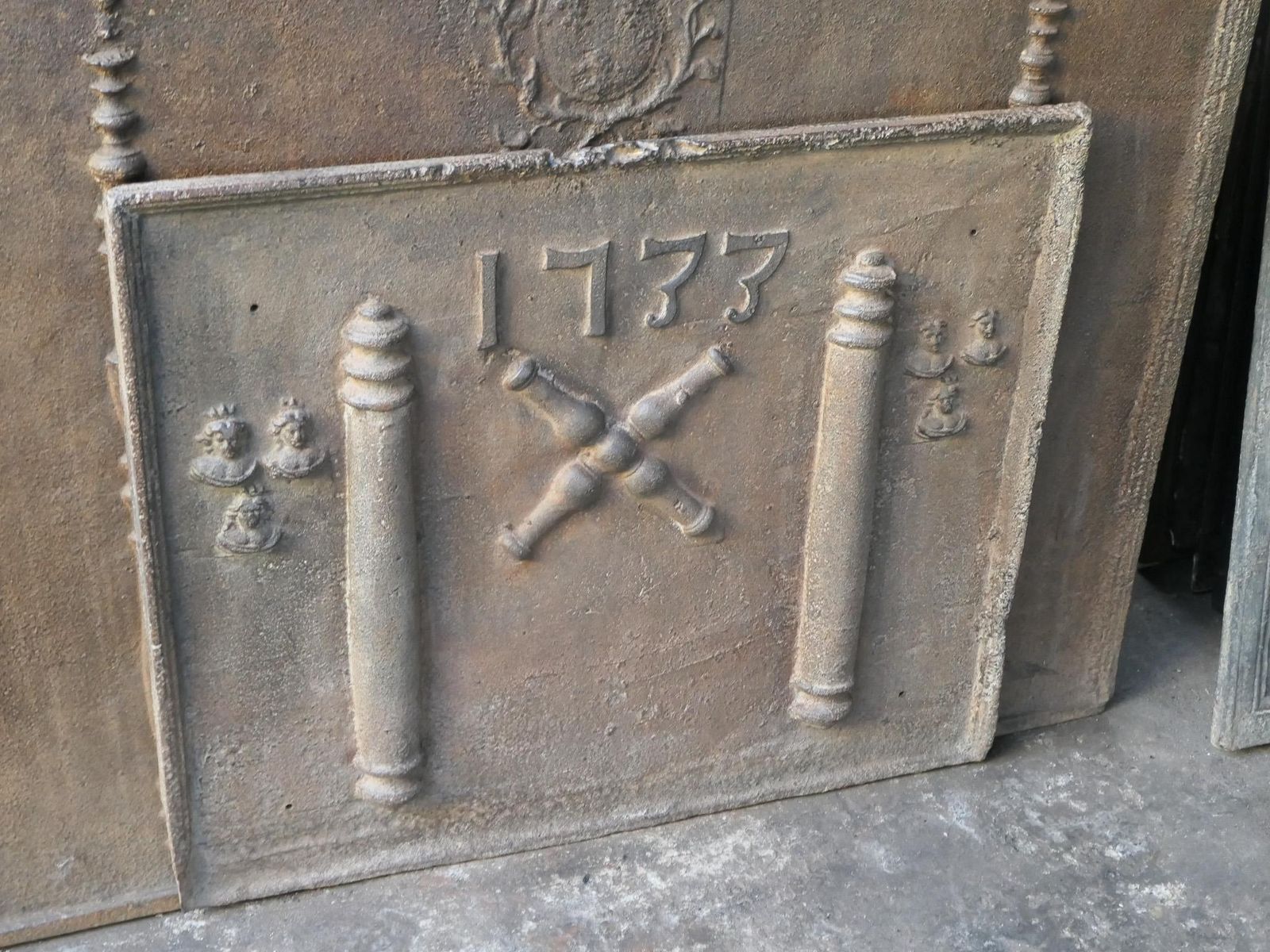 18th C. Louis XIV 'Pillars With Saint Andrew's Cross' Fireback / Backsplash photo buy