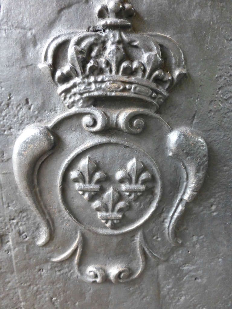 Magnificent 18th C. Fireback / Backsplash With Five Coats Of Arms Of France photo 1258.0