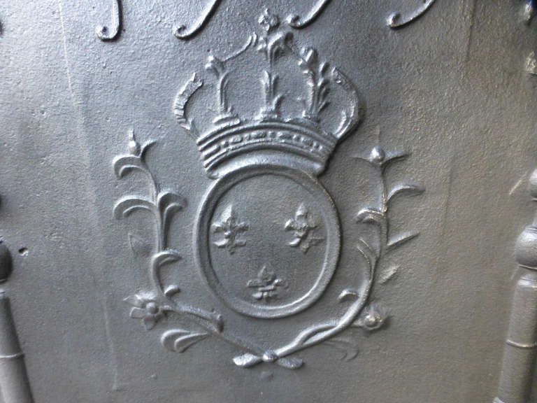 Large Fireback / Backsplash With Arms Of France With Pillars, Dated 1779 photo 1686.0