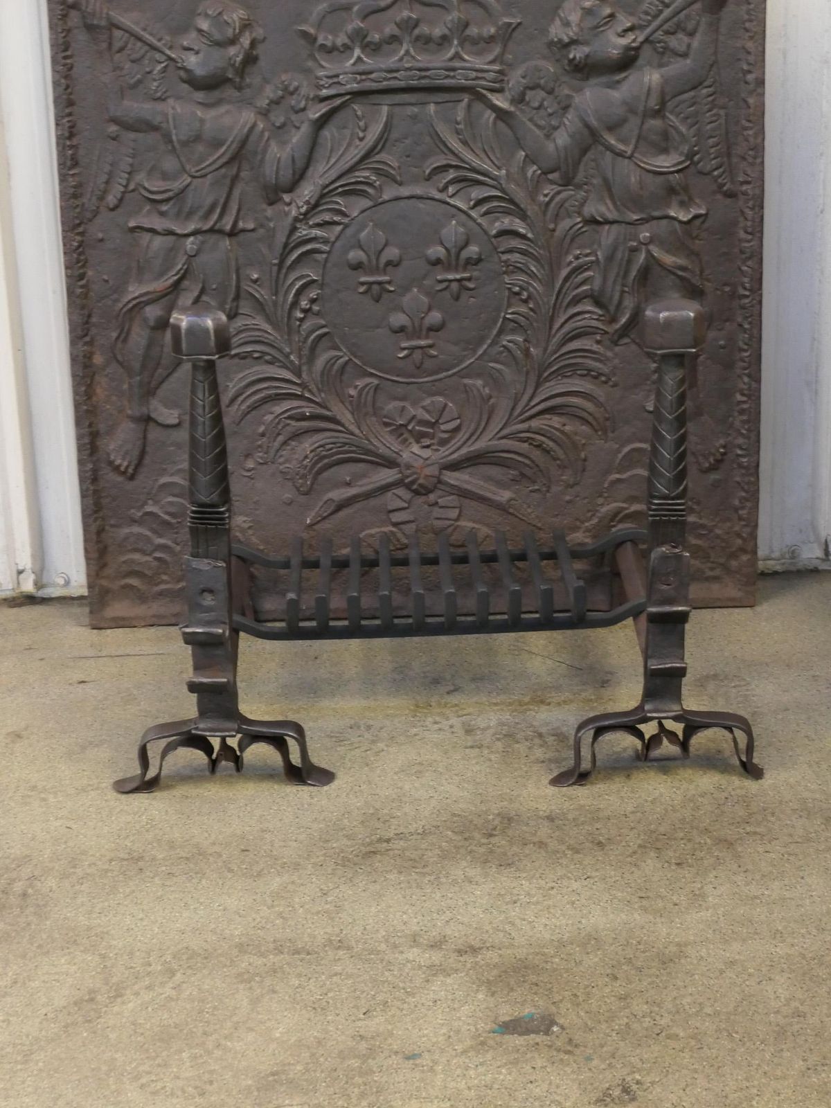 French Louis XIII Period Fireplace Grate Or Fire Basket, 17th Century photo for sale
