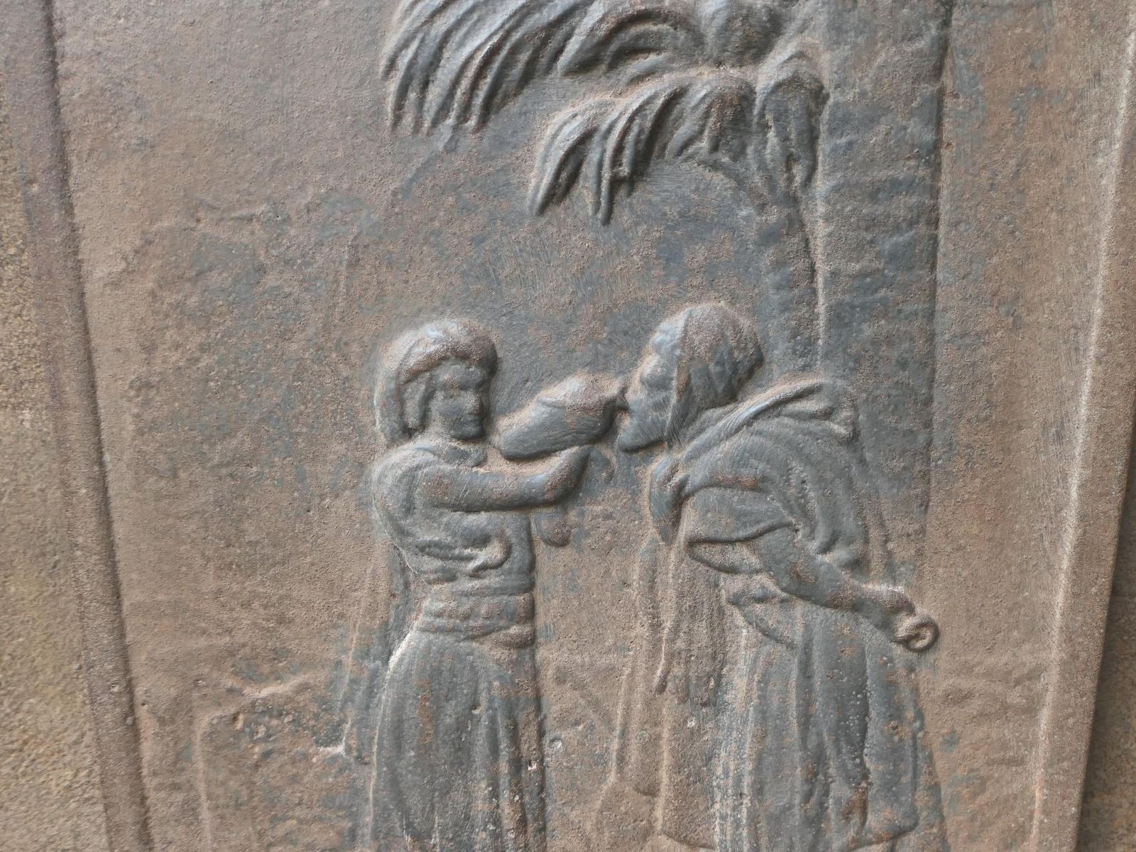 Antique French Napoleon III 'Good Samaritan' Fireback / Backsplash, 19th C. photo buy
